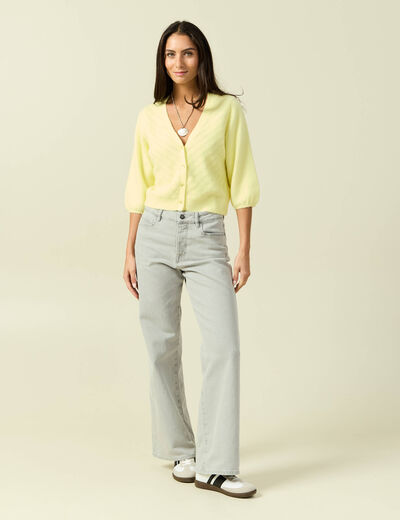 Gilet manches 3/4 jaune clair femme