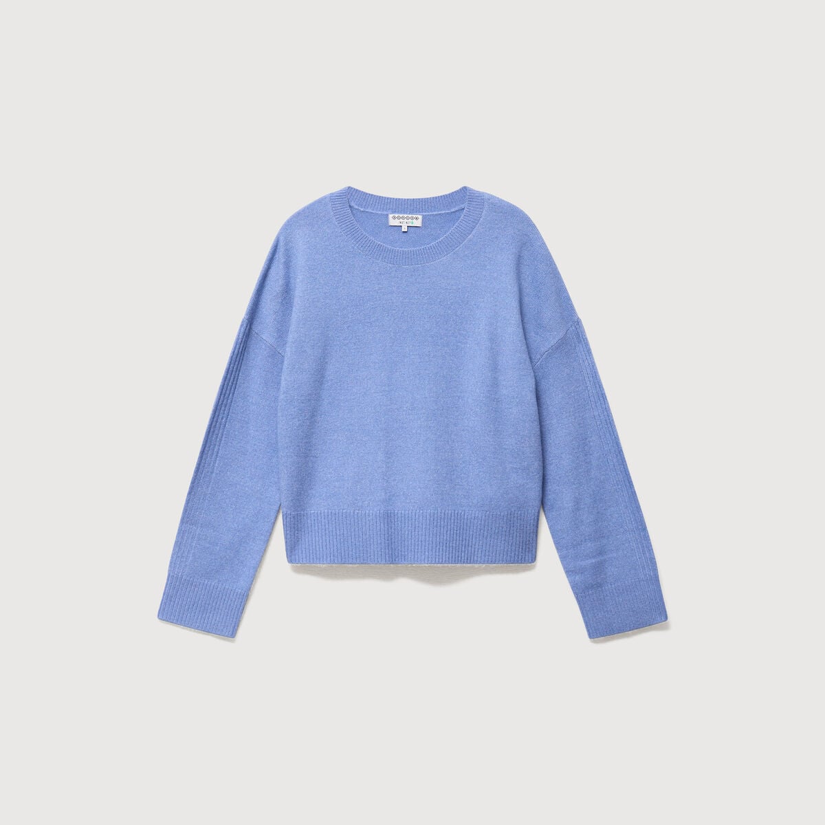 Pull col rond manches longues bleu clair femme