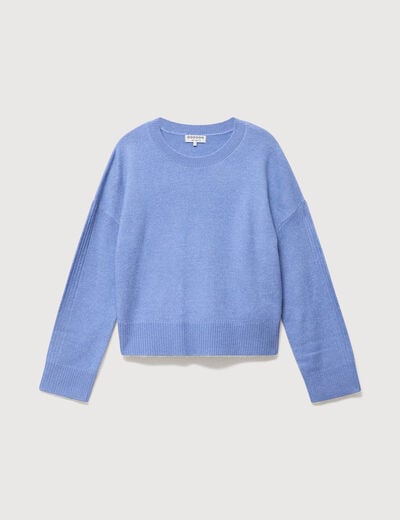 Pull col rond manches longues bleu clair femme