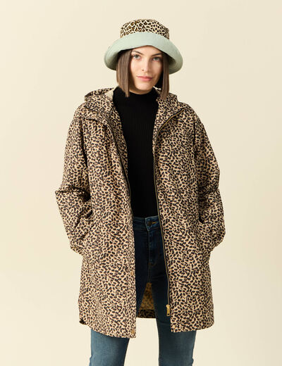 Parka longue à capuche camel femme