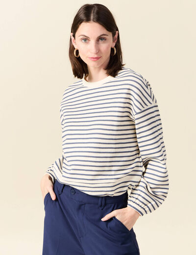 Sweat manches longues ecru femme