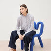 Chemise droite manches longues bleu ciel femme