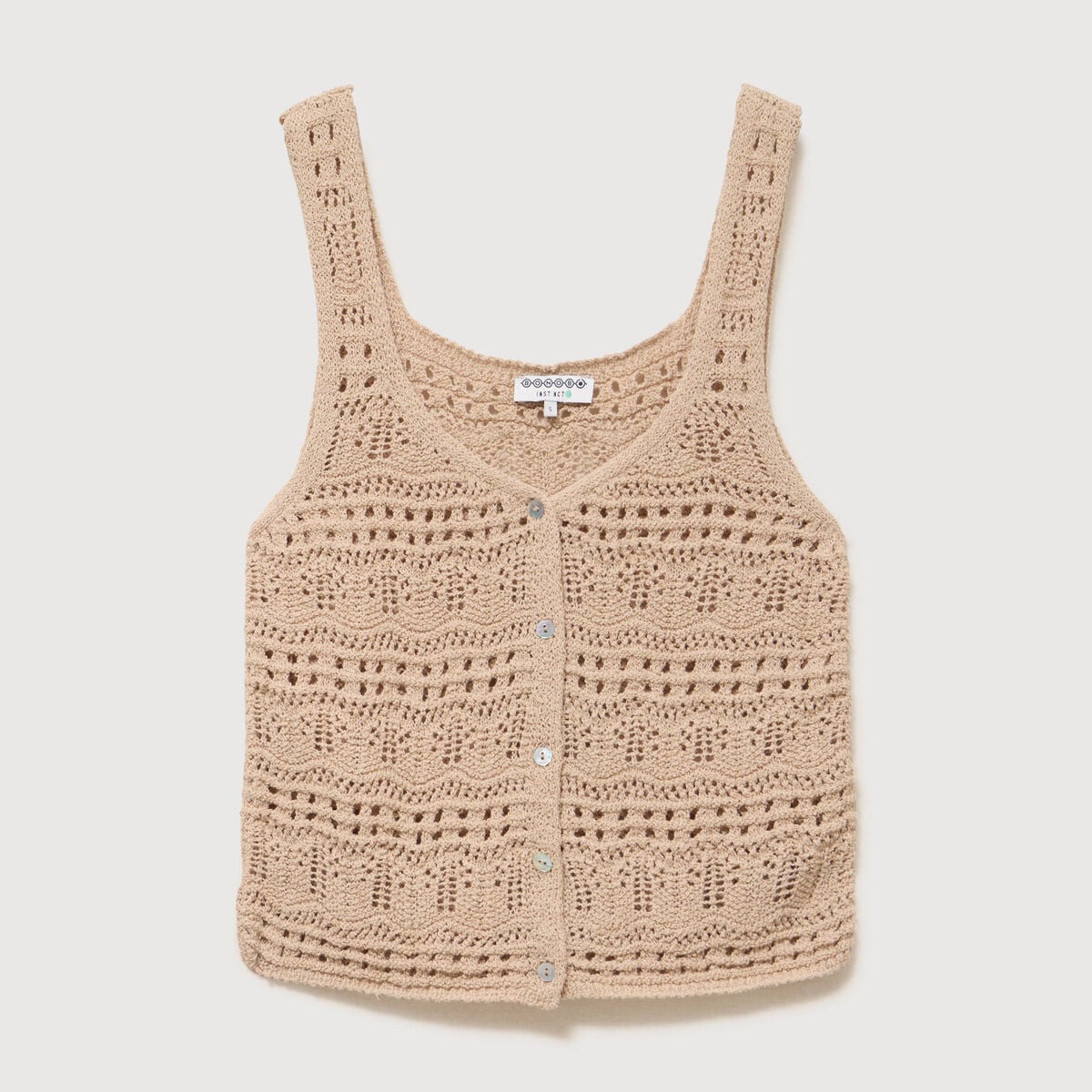 D&eacute;bardeur d&eacute;collet&eacute; bretelles creme femme