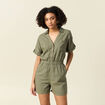 Combishort manches courtes vert kaki femme