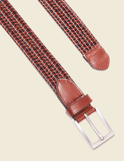 Ceinture tress&eacute;e marron homme