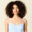 Robe évasée col V sans manches en coton bleu femme