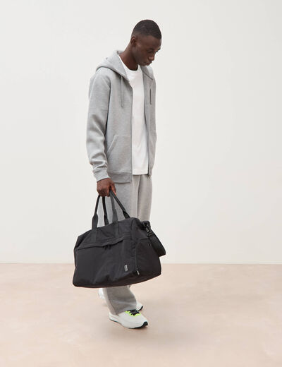 Sweat ample &agrave; capuche manches longues gris clair homme
