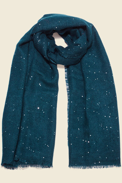 Écharpe à sequins bleu canard femme
