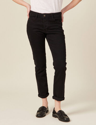 Jeans girlfriend taille haute denim noir femme