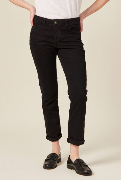 Jeans girlfriend taille haute denim noir femme