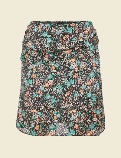 Jupe drapée courte noir femme