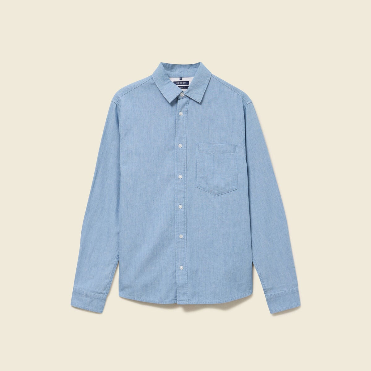 Chemise en coton manches longues denim bleach homme