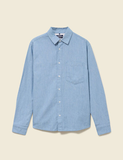 Chemise en coton manches longues denim bleach homme
