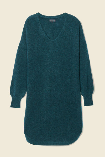 Robe pull éco-responsable bleu canard femme