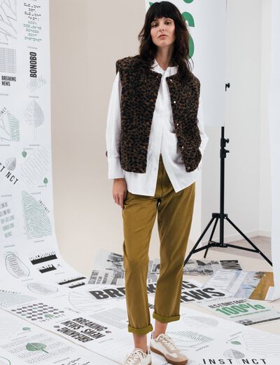 Gilet sans manches réversible camel femme