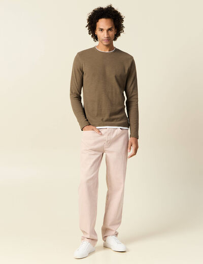T-shirt manches longues taupe homme