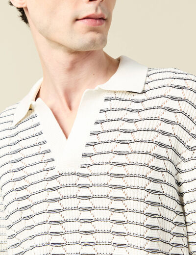 Polo ample en coton manches courtes ecru homme