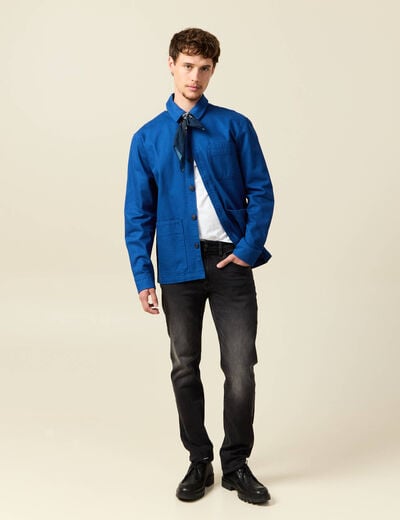 Jeans straight longueur 34 denim denim noir homme