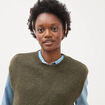 Pull droit court sans manches col rond vert olive femme