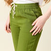 Pantalon carotte fluide vert olive femme