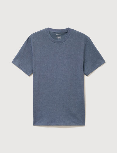 T-shirt cintr&eacute; col rond manches courtes bleu gris homme