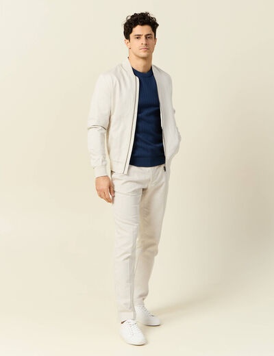Blouson zippé col teddy sable homme
