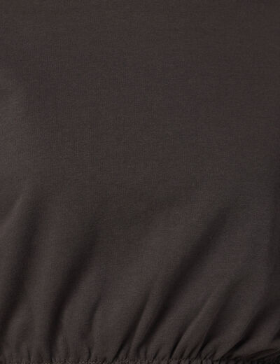 Sweat manches longues smocké gris foncé femme