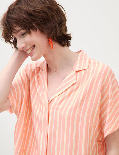 Chemise manches 3/4 orange abricot femme