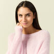 Pull manches longues col rond rose femme