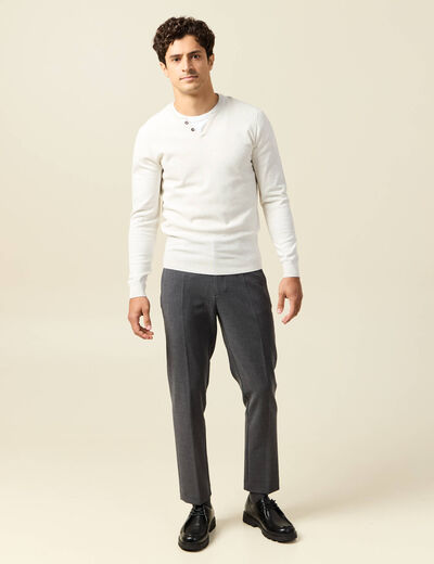 Pull manches longues ecru homme
