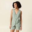 Veston sans manches vert kaki femme