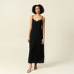 Robe longue droite satin noir femme