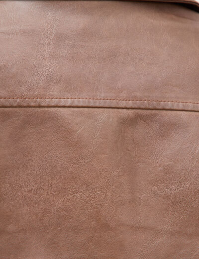 Blouson manches longues similicuir marron femme