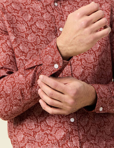 Chemise manches longues marron homme