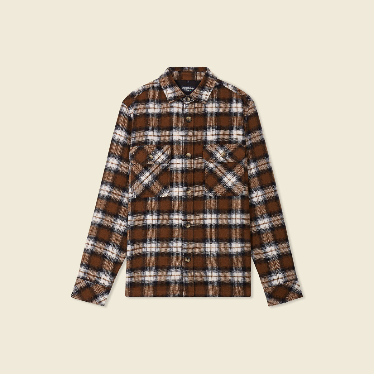 Surchemise manches longues marron homme