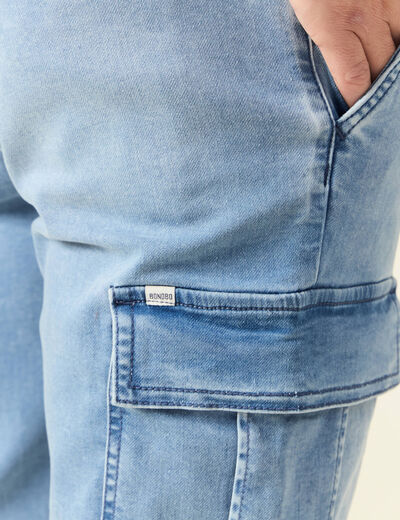 Jeans battle à coulisse denim bleach homme