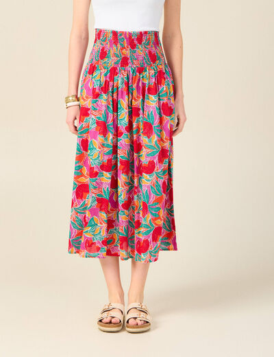 Jupe longue évasée multicolore femme