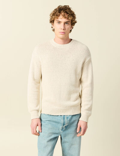 Pull col rond manches longues en coton sable homme