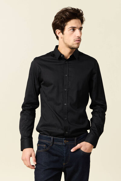 Chemise manches longues noir homme