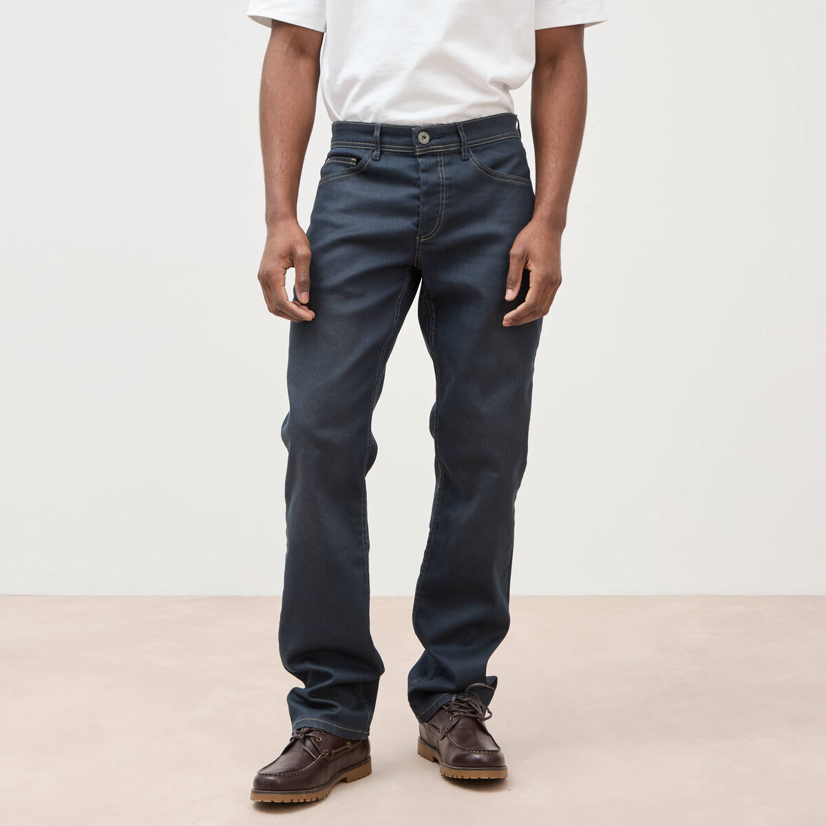 Jeans regular used denim gris homme