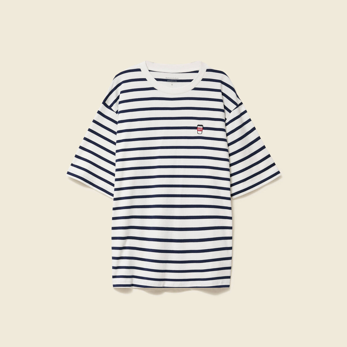 T-shirt oversize brodé en coton blanc homme