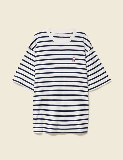 T-shirt oversize brodé en coton blanc homme