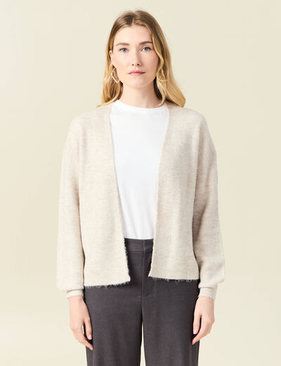 Gilet manches longues creme femme