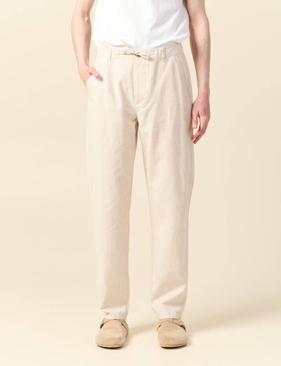Pantalon chino droit beige homme