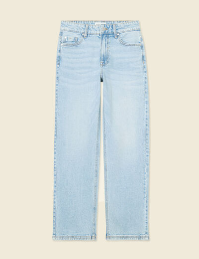 Jeans droit 7/8ème denim bleach femme