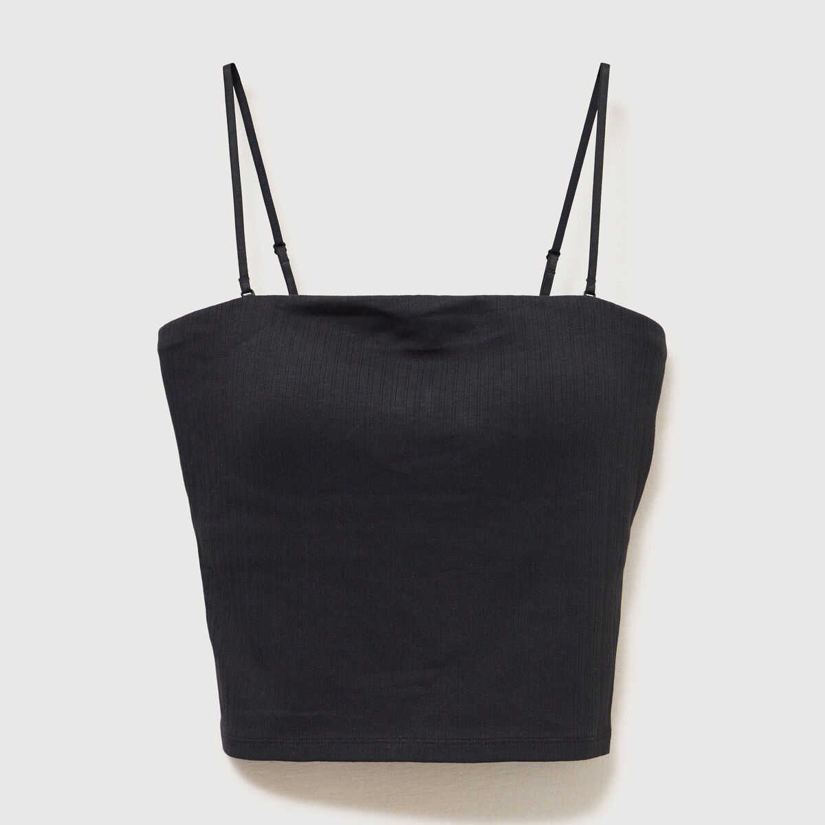 D&eacute;bardeur ajust&eacute; cropped d&eacute;collet&eacute; noir femme