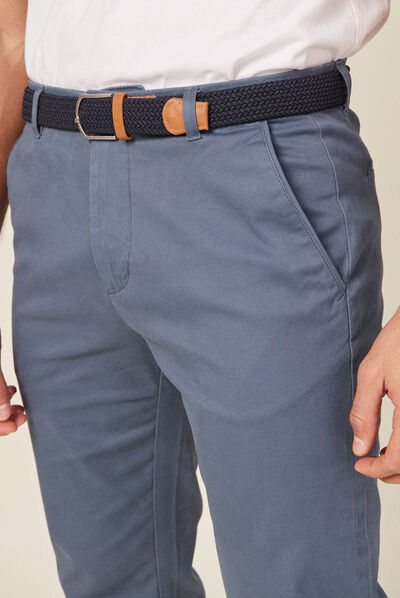 Pantalon chino straight bleu gris homme