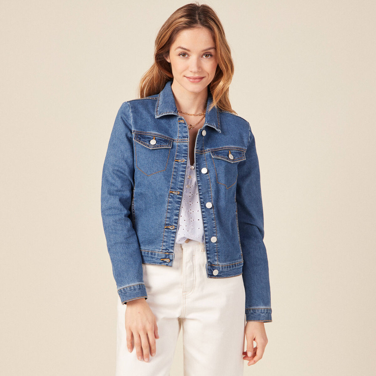 Veste en jean éco-responsable denim stone femme