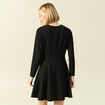 Robe fluide manches longues col rond noir femme
