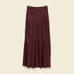 Jupe longue droite satin bordeaux femme